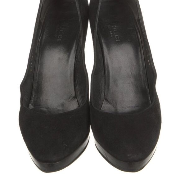 Gucci Bamboo Accent Black Suede Heels - Picture 3 of 12